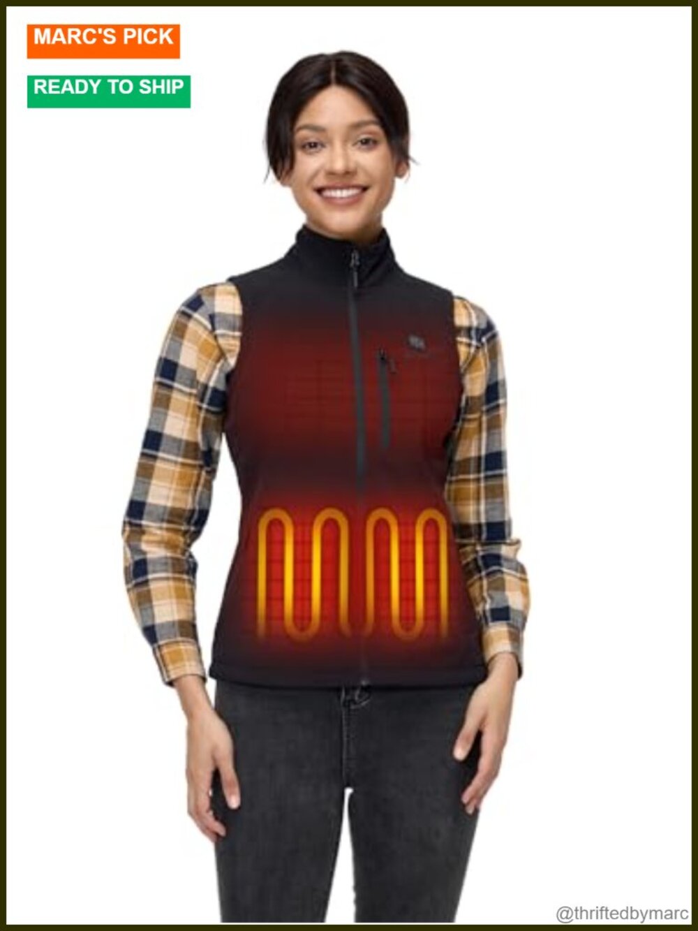 Women's Heated Softshell Vest with Battery, 4 Heating Zones, Water & Wind